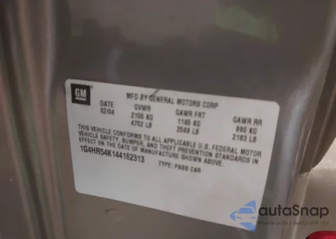 2004 Buick Lesabre Limited из США, поврежденный, VIN 1G4HR54K144162313